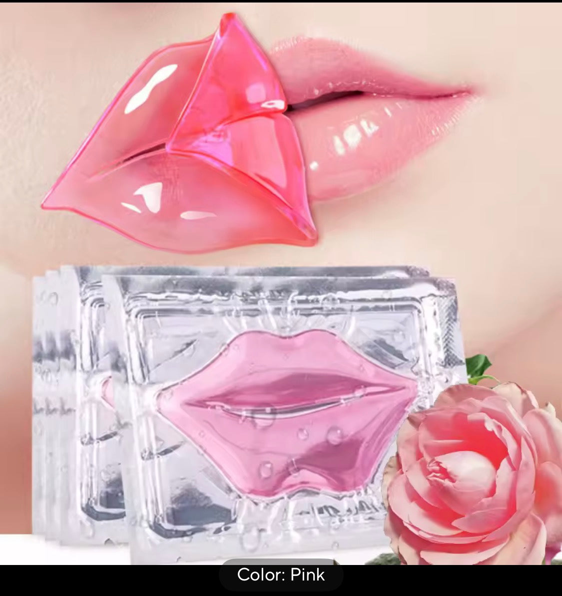 4PCS Crystal Collagen Lip Mask Lips ๐ Plumper Pink Lip Patches Moisture Nourishing Essence Korean Cosmetics Skin Care for Beauty/ WITH 2 FREE Rainbow Color Body Scrub Bath Salt/Foot Soak Salt ONLY With Order