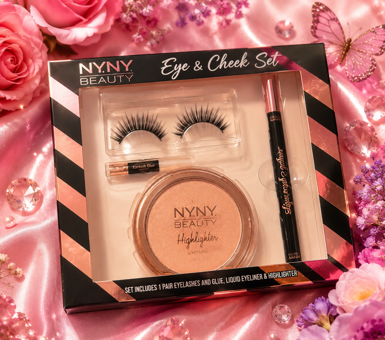 Our gorgeous Eye & Cheek Set has everything you need for a flawless look! 💖 🌸 Stunning Highlighter
👁️ Beautiful False Lashes
✨ Liquid Eyeliner
💎 Lash Glue Included
Perfect for creating that radiant glow and gorgeous eye look you’ve been dreaming of!