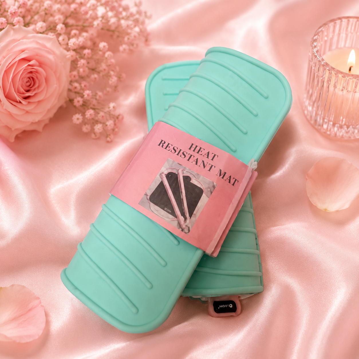 Heat Resistant Hair Iron Mat/ AVAILABLE IN teal Color and pink COLOR  $5.00 EACH